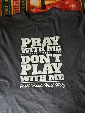 Pray With Me Don't Play With Me Graphic Tee - Gray